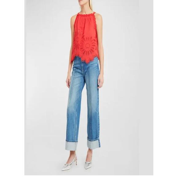 Ulla Johnson Jolie Embroidered Eyelet Top in Poppy 8 - Picture 1 of 6